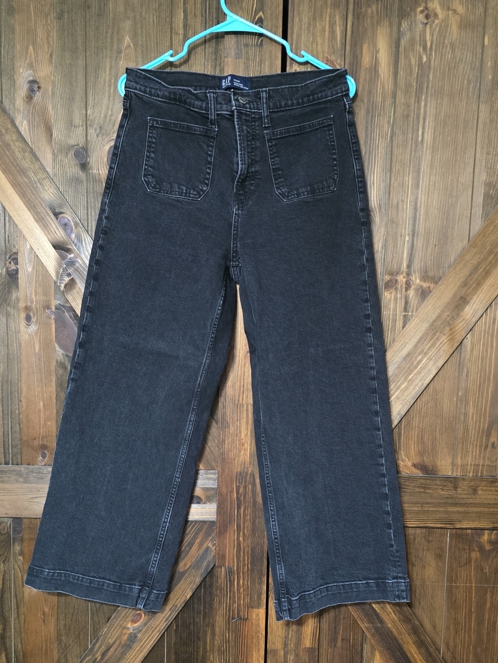 GAP Washed Black Relaxed Wide-Leg Jeans